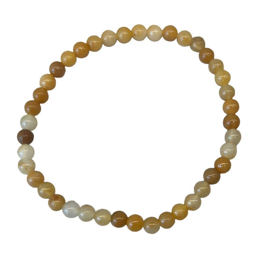 Yellow jade bracelet 4MM with healing properties, crafted from genuine jade for mind-body balance.
