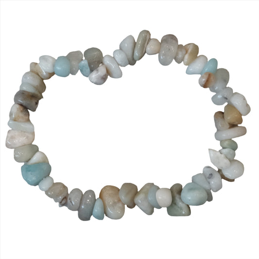 Amazonite chip bracelet for calming the brain and soothing emotional trauma, promoting balance and dispelling negative energy.