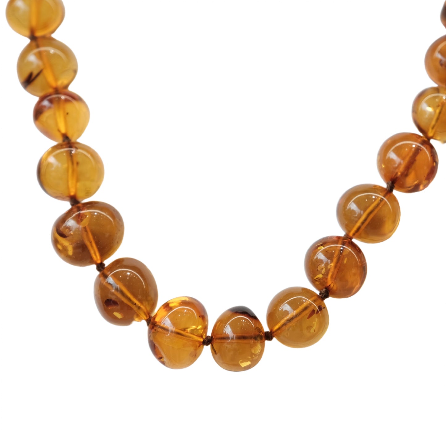 Amber Cognac Beads Necklace Adult Size