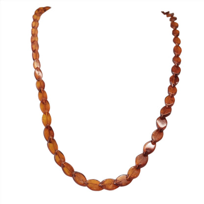 Amber Flat Beads Necklace Adult Size