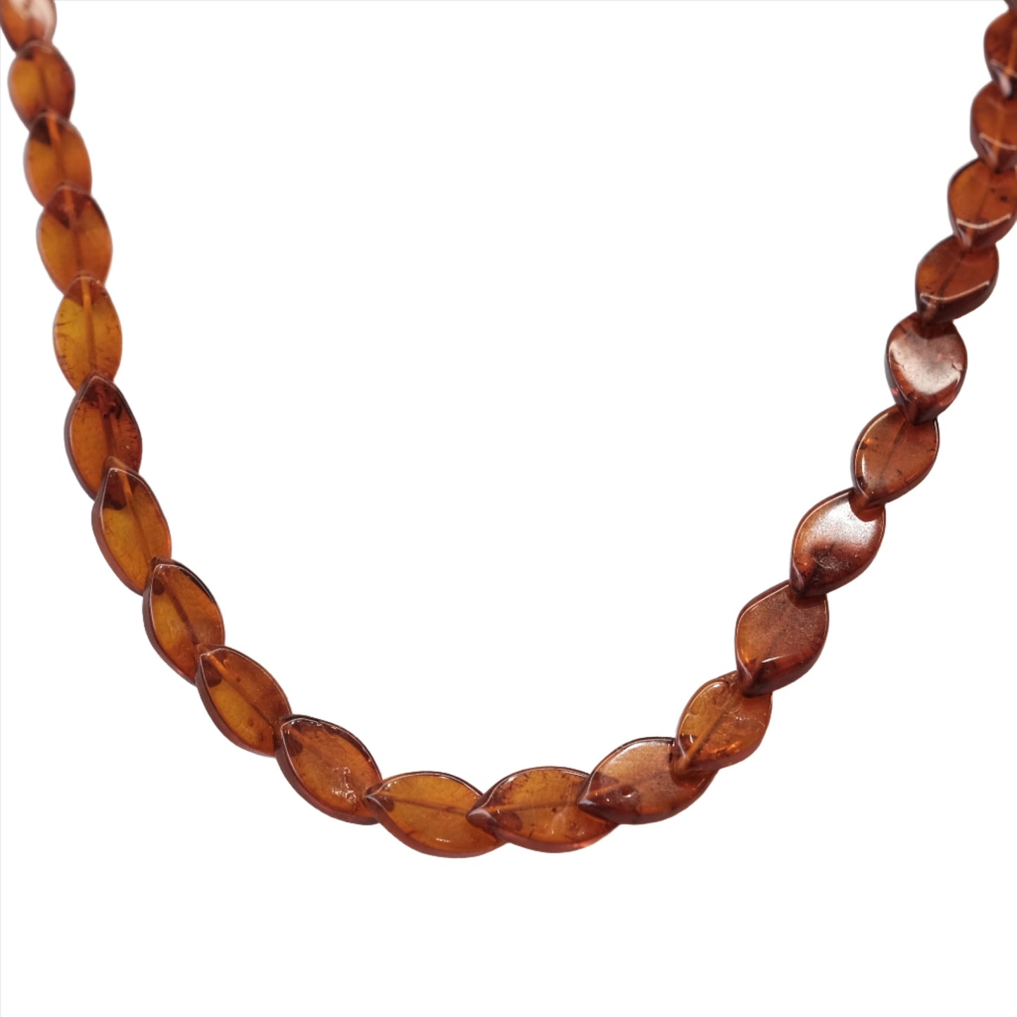 Amber Flat Beads Necklace Adult Size