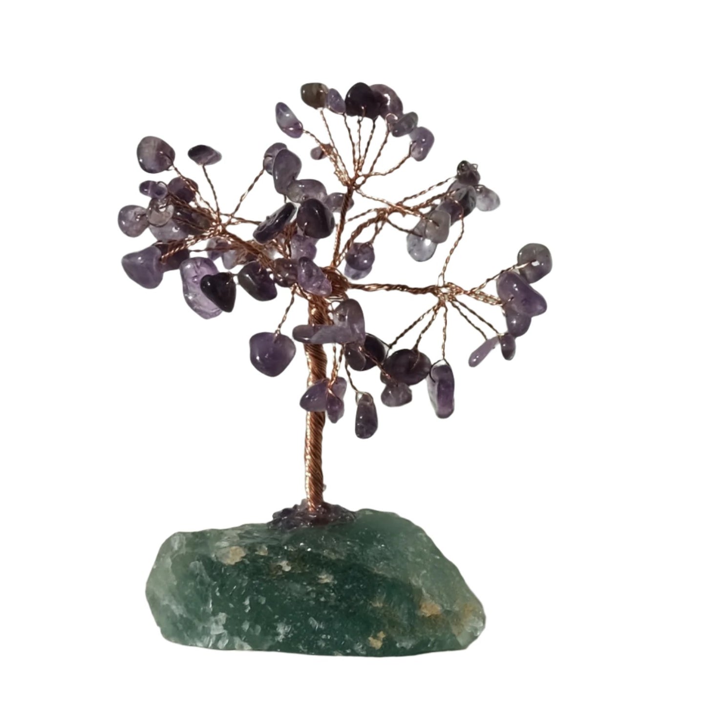 Amethyst Gem Tree with Fluorite Base 3.5" 63 Beads