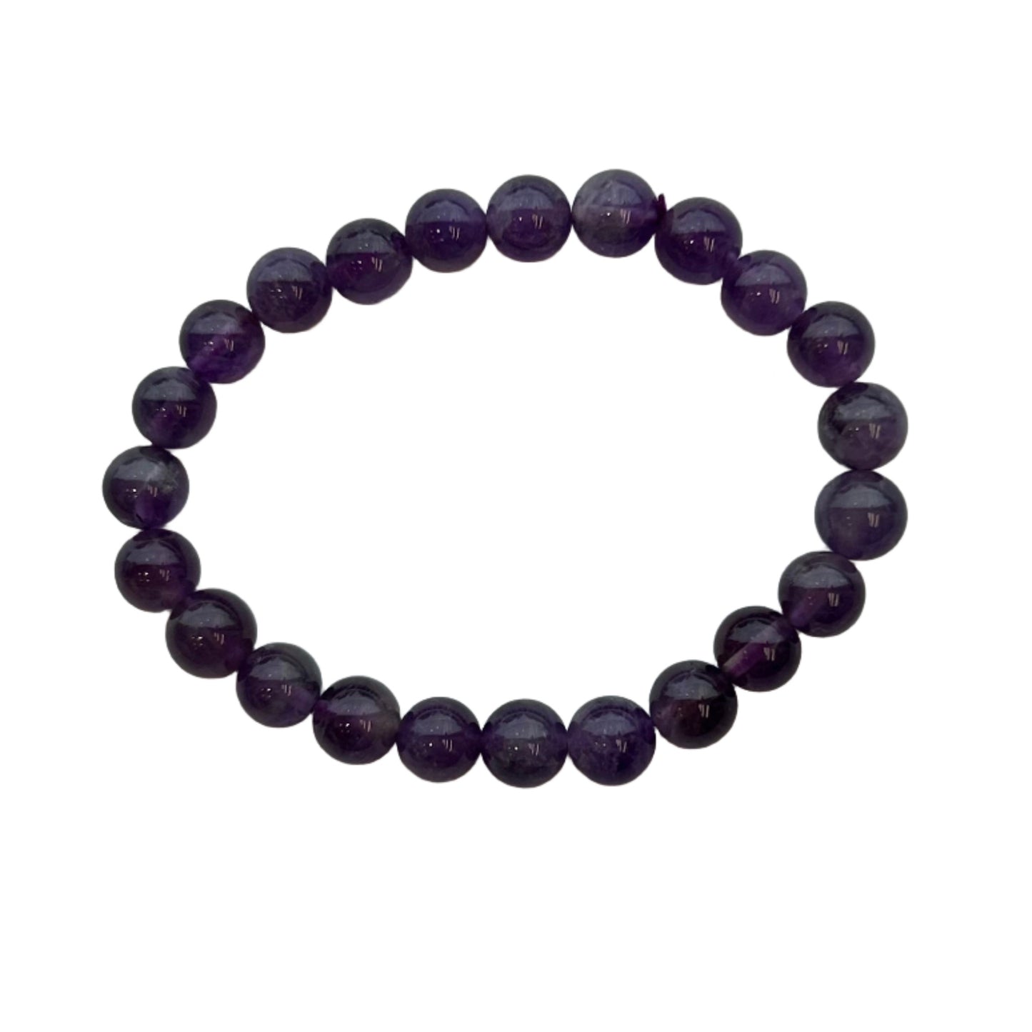 Amethyst Healing Bracelet with 8mm beads for tranquility and elegance.