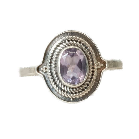 Amethyst Oval Sterling Silver Ring Size 8