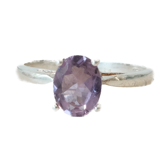Amethyst Oval Sterling Silver Ring Size 8