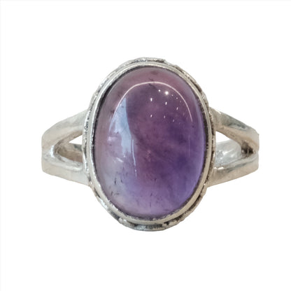 Amethyst Oval Sterling Silver Ring Size 7