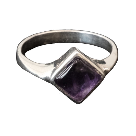 Amethyst Square Sterling Silver Ring Size 7