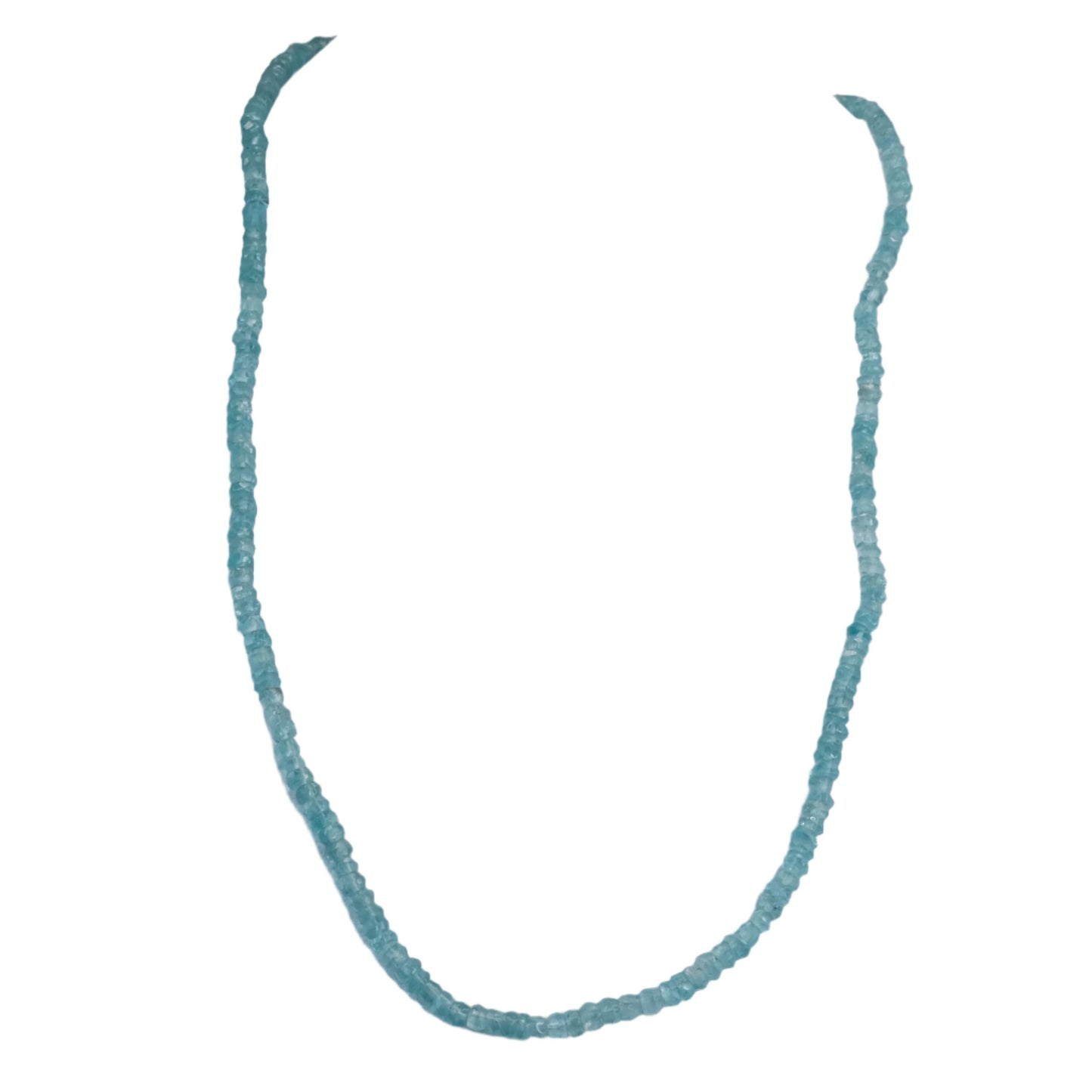 Apatite faceted bead necklace for meditation, self-expression, and motivation; aids calcium absorption and supports joint health.