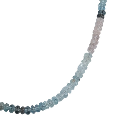 Aquamarine Morganite faceted necklace with soothing blue and pink stones promoting calmness and courage.