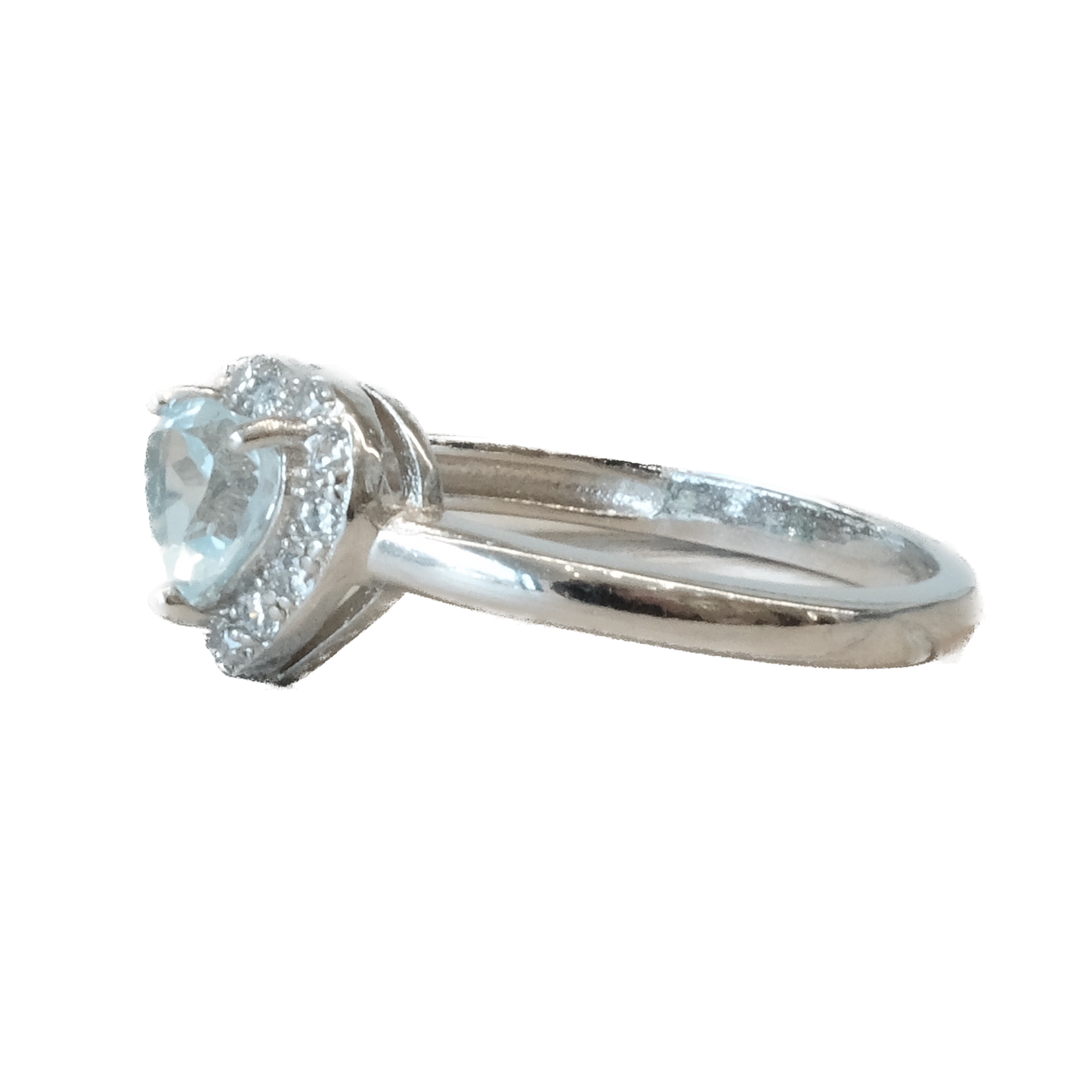 Aquamarine Heart Ring Size 6
