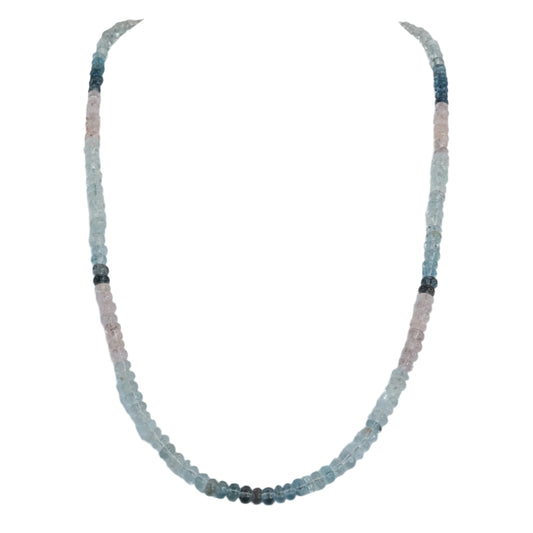 Aquamarine Morganite Faceted Necklace for Courage and Calmness, Stress Relief, and Enhanced Perception.