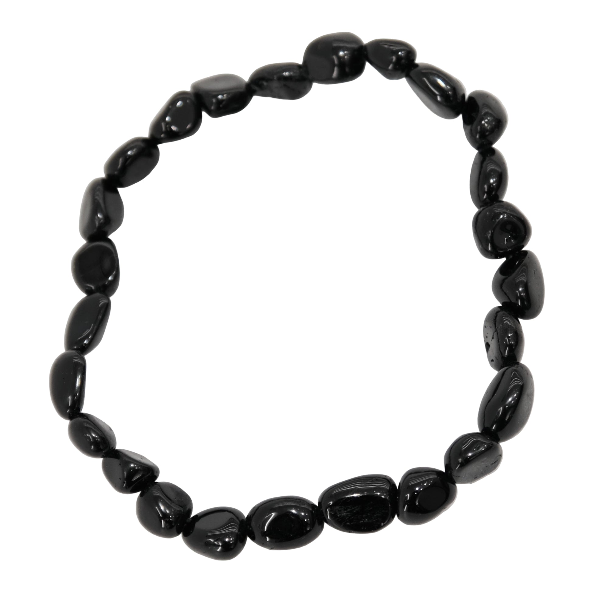Black beaded bracelet on a white background