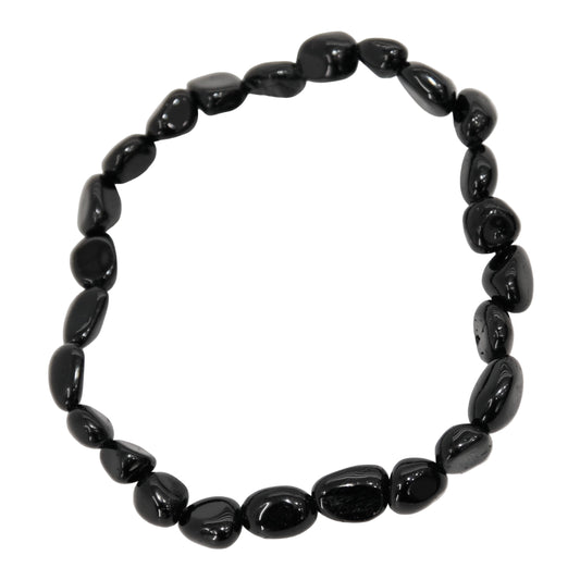 Black beaded bracelet on a white background