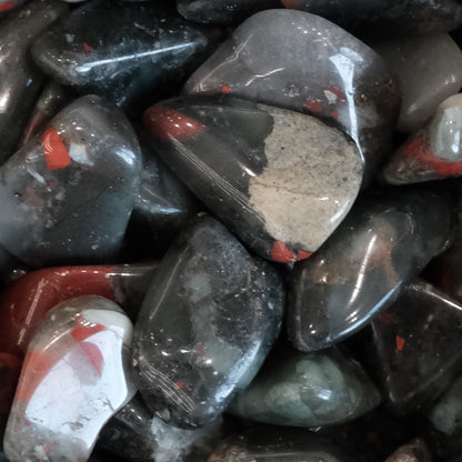 Tumbled Bloodstone Crystals 10-20MM for Vitality and Grounding