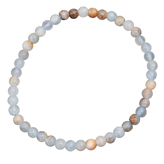 Blue Calcite Bracelet 4MM- Gentle Calm & Clear Communication