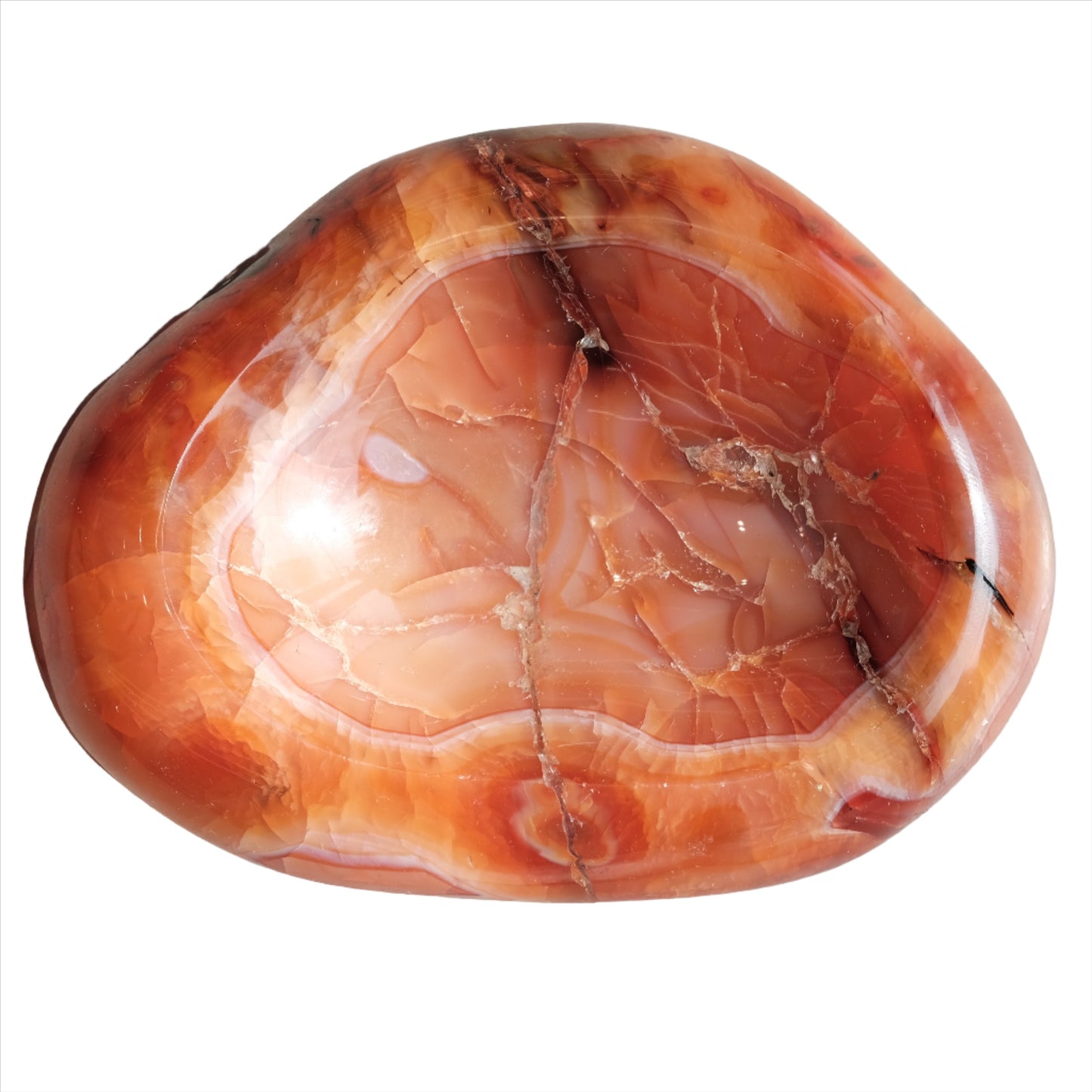 Carnelian bowl designed to restore vitality, stimulate creativity, and promote positive life choices.