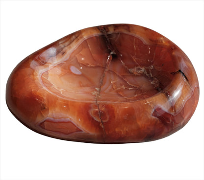 Carnelian bowl promoting vitality, creativity, and healing, featuring rich orange and red hues for stylish decor.