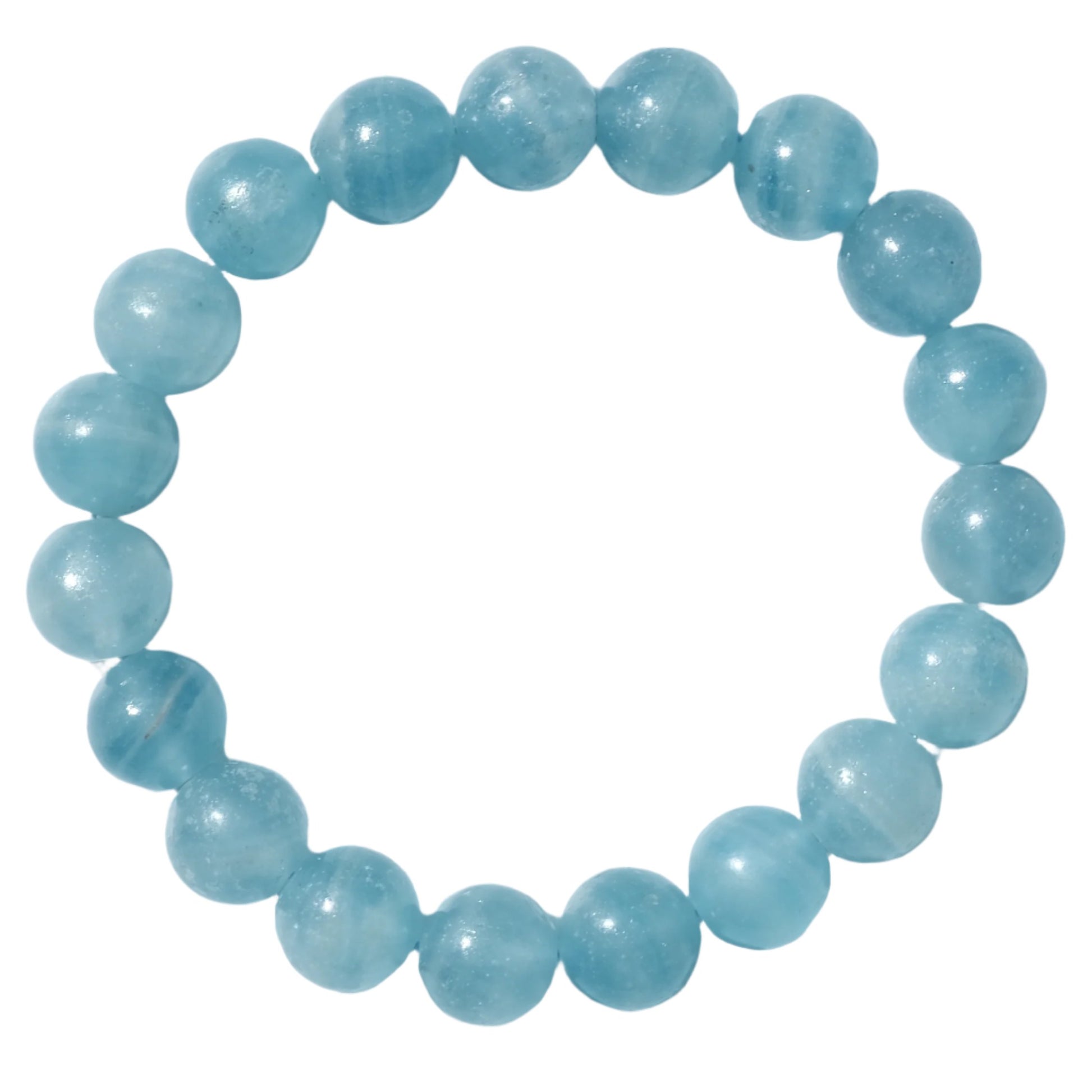 Blue Calcite Bracelet 10MM with round beads, ideal for promoting clear communication and emotional healing.