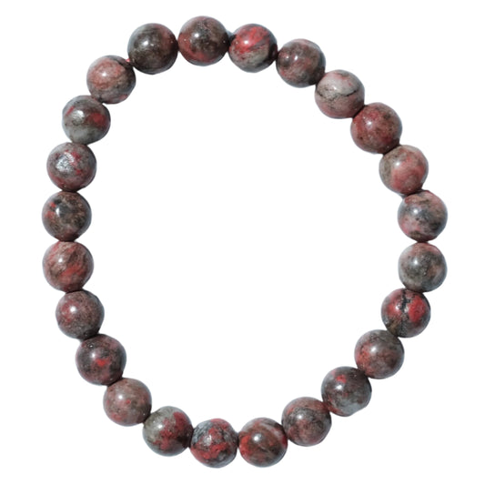 Cinnabar bracelet with 8MM beads, believed to boost immune system and enhance decision-making skills.