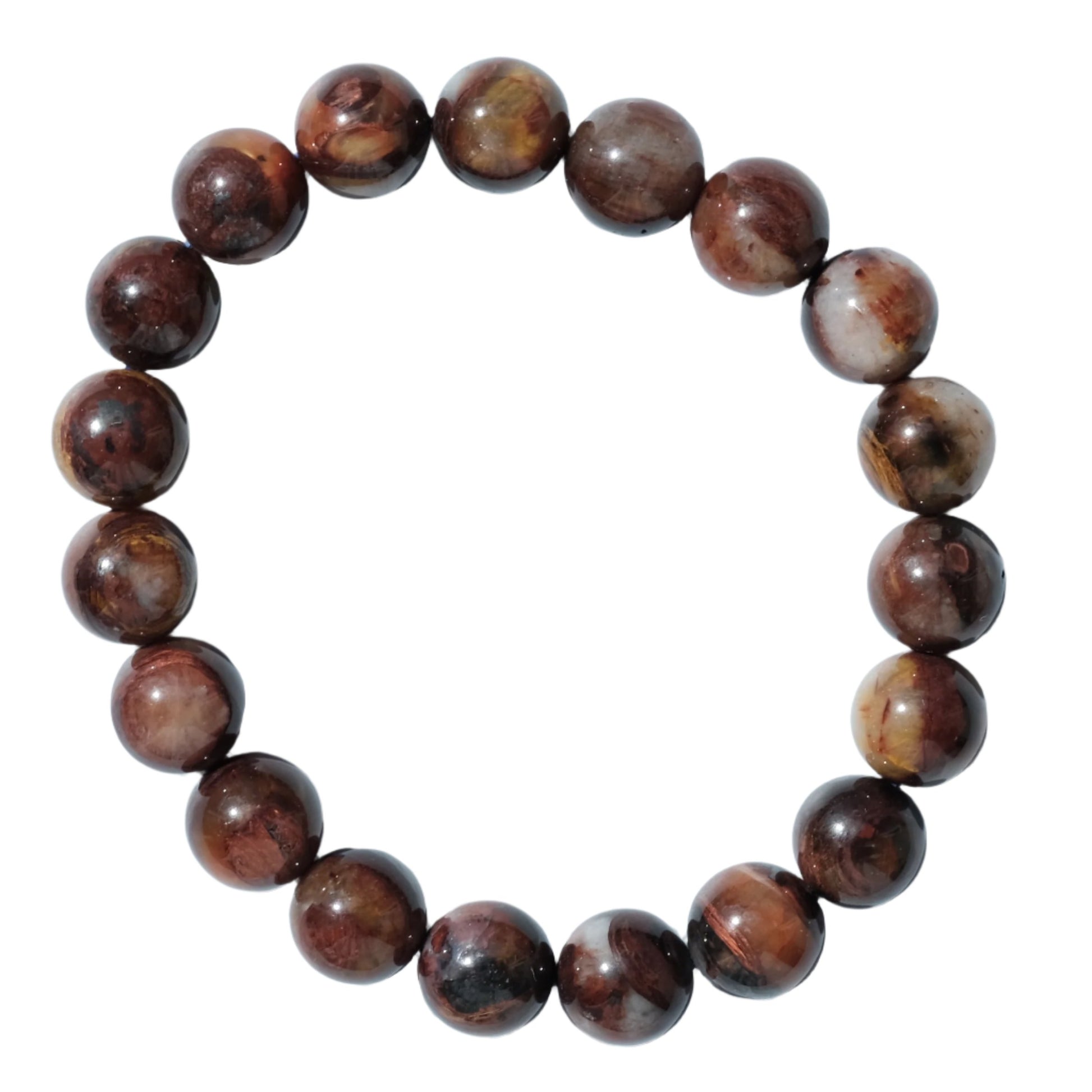 Pietersite bracelet with 10mm beads, promotes inner guidance and clarity, enhances authenticity and psychological well-being.