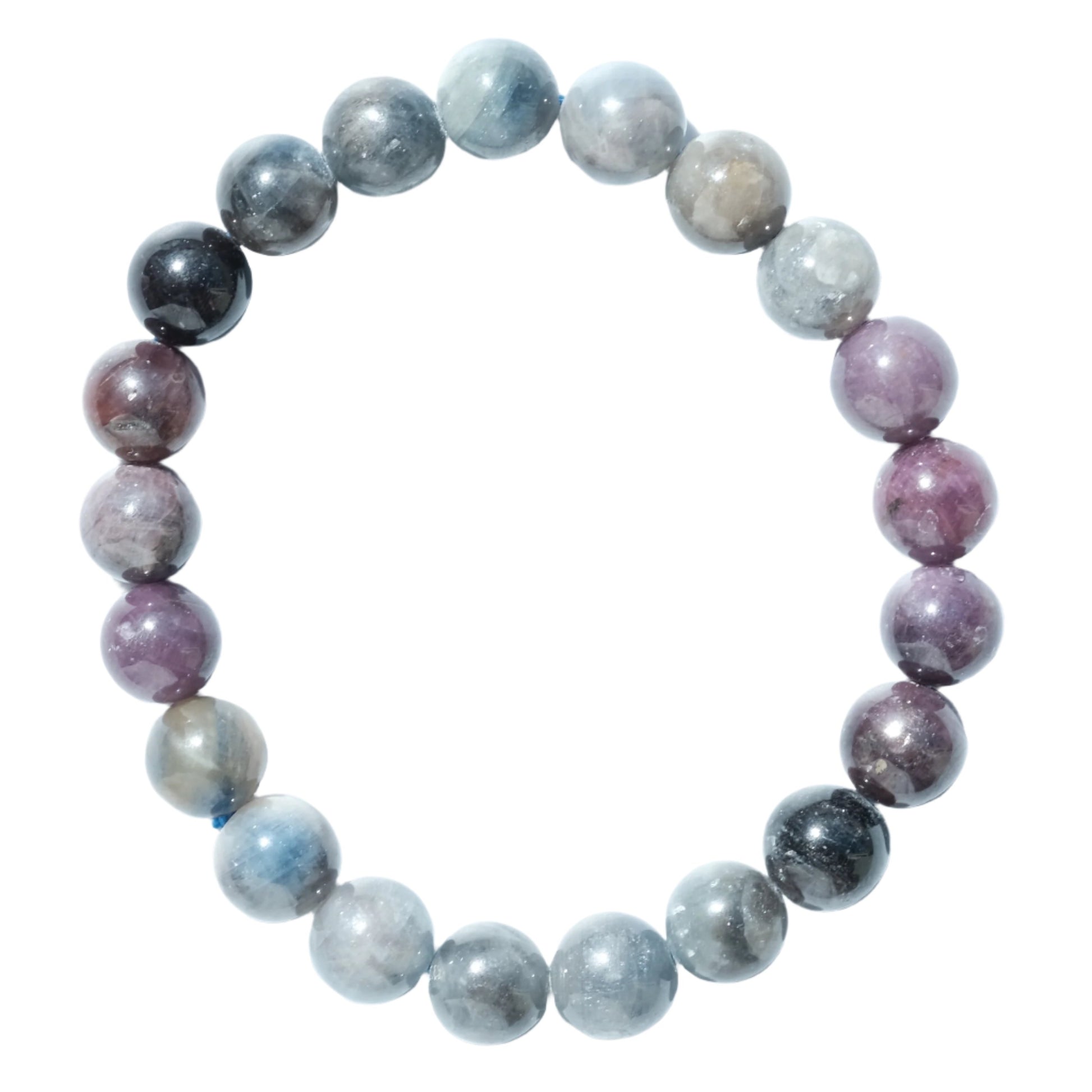 Mix sapphire bracelet with 9mm multi-colored beads, promoting serenity and balance, known as the "wisdom stone."