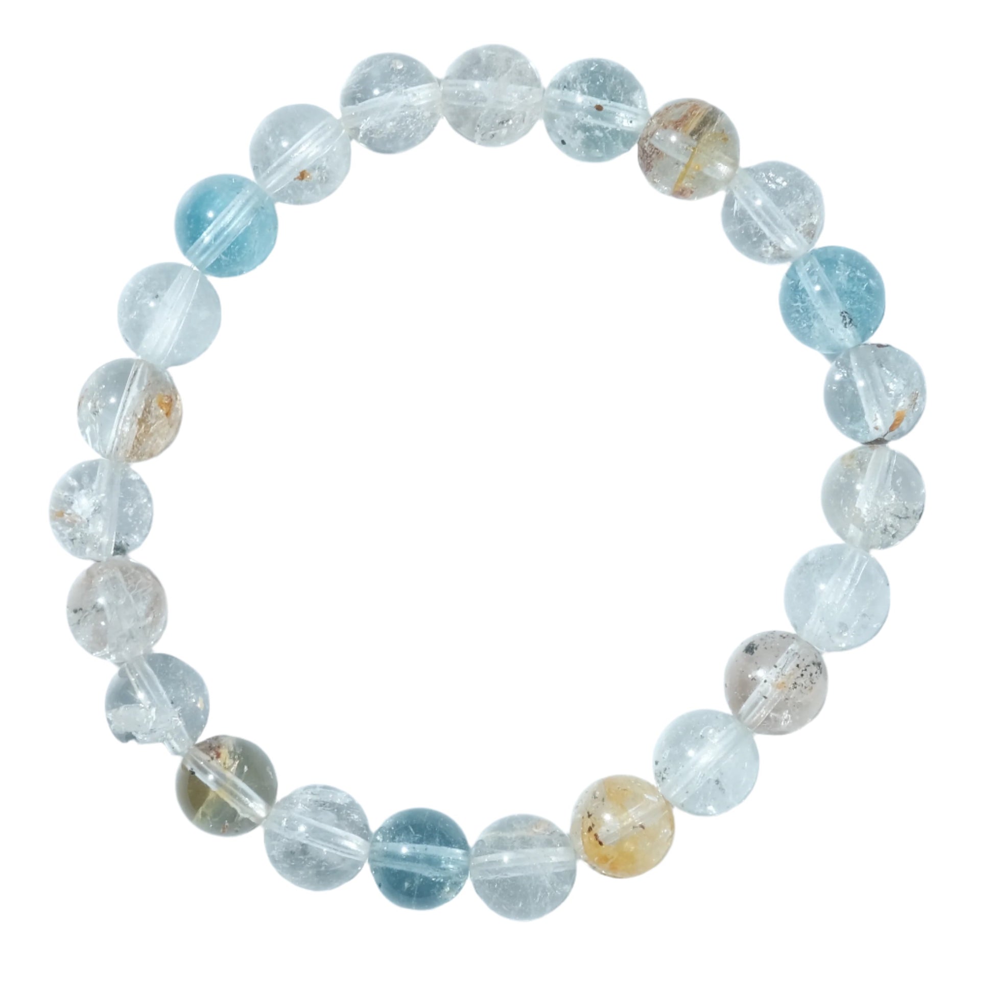 Topaz bracelet with 8MM beads, promoting soothing, healing, and relaxation properties. Ideal for encouraging love and good fortune.