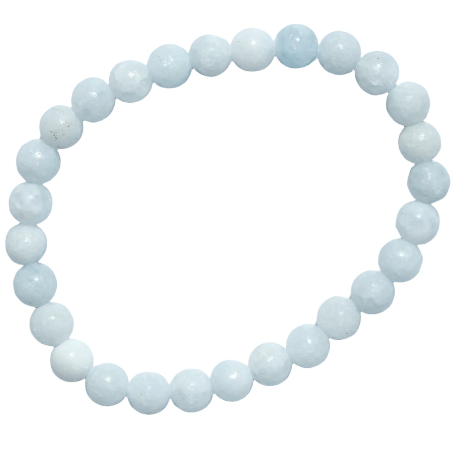 Celestite Bracelet 6-8MM for peace, harmony, and meditation, promoting intuition and stress relief with soothing blue stones.