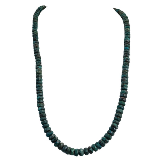 Chrysocolla bead necklace with captivating blue hues, promoting harmony, serenity, and enhancing creativity and self-awareness.