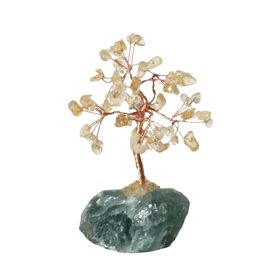 Citrine Gem Tree with Fluorite Base 3.5" 63 Beads