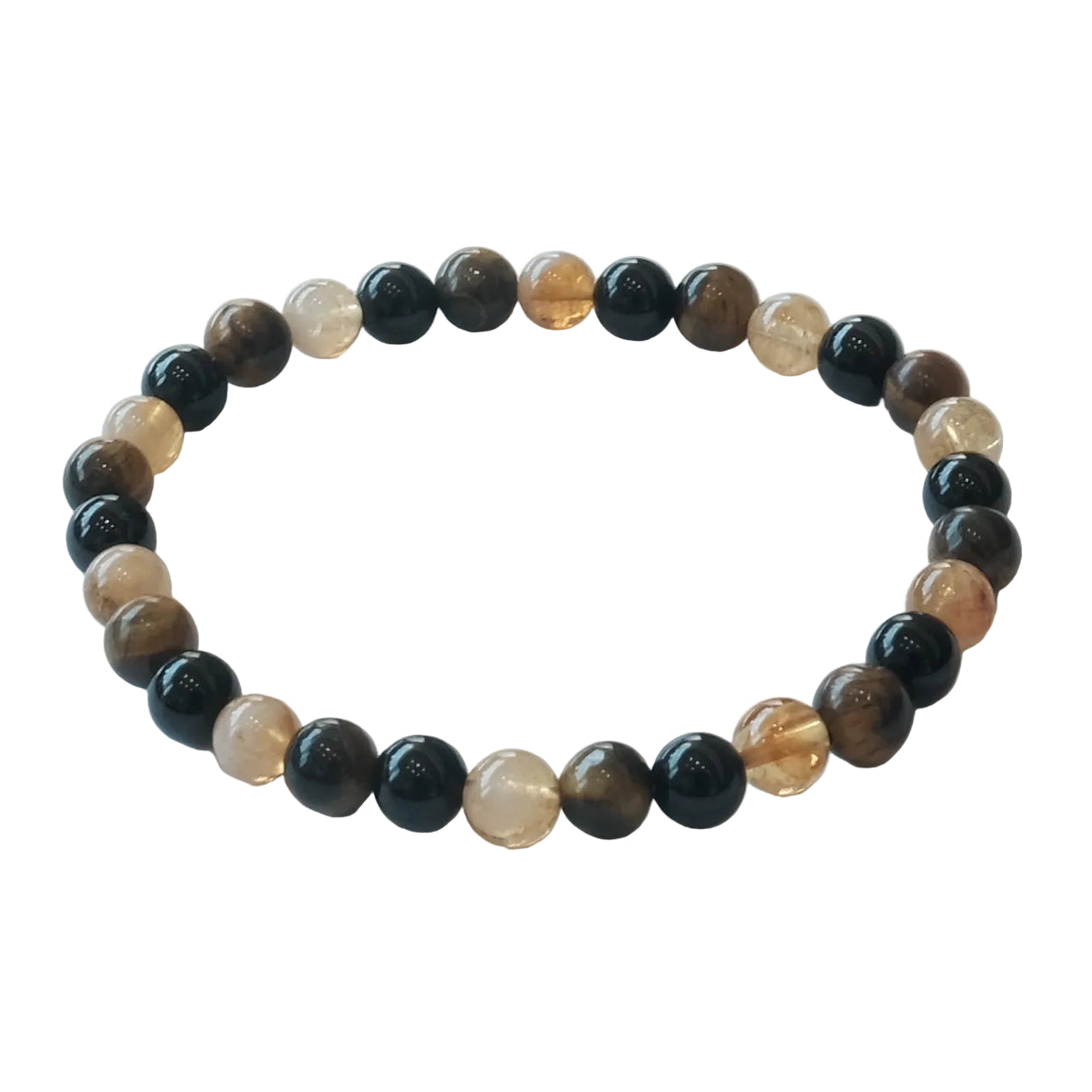 Tiger Eye, Citrine and Black Tourmaline Bracelet 6MM