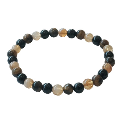 Tiger Eye, Citrine and Black Tourmaline Bracelet 6MM