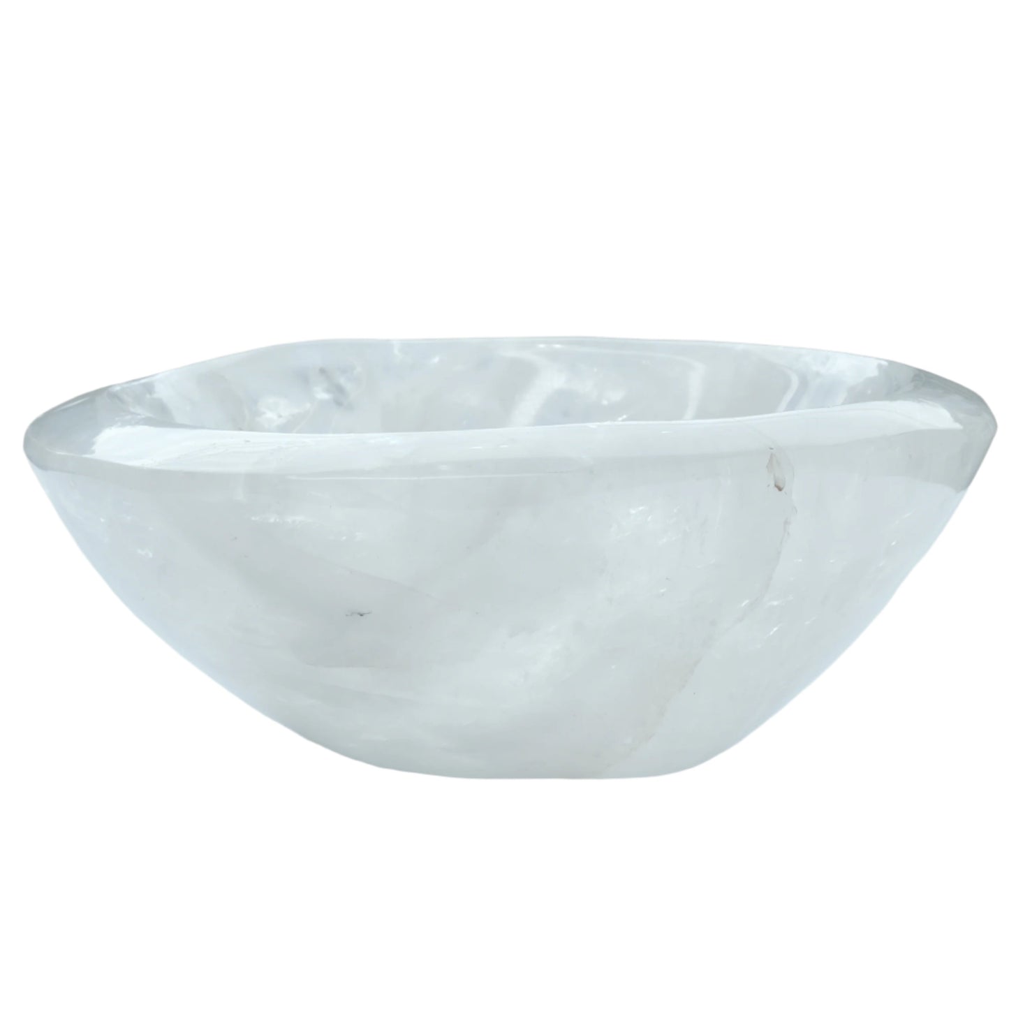 Clear quartz bowl for energy amplification and balance, supports concentration, memory, and immune system stimulation.