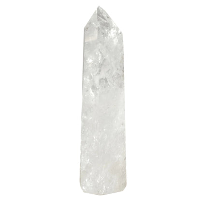 Clear Quartz Tower 441g crystal for energy amplification, absorption, release, balance, and revitalization across all planes.