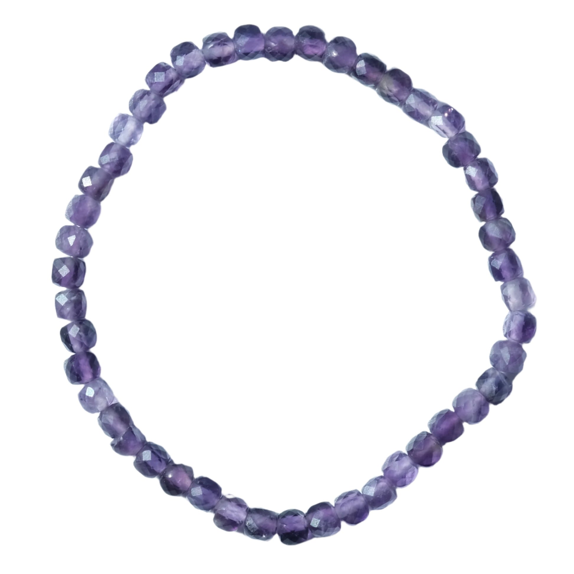 Amethyst Cube Bracelet for stress relief and wellness, featuring calming purple beads to enhance mood and promote well-being.