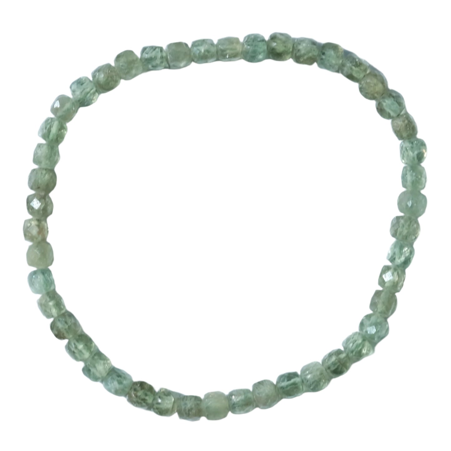 Green Apatite Cube Bracelet for meditation, motivation, and self-expression. Supports joint health and aids calcium absorption.