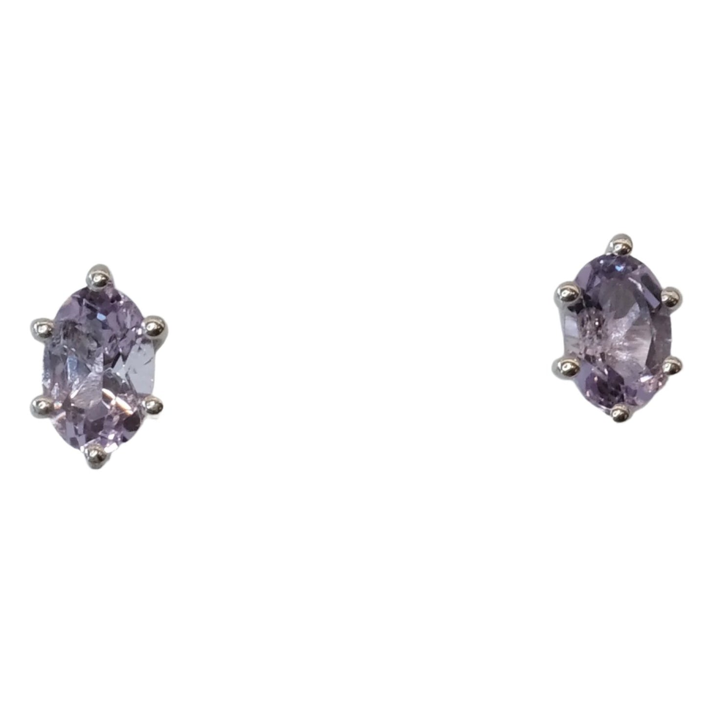 Amethyst oval sterling silver earrings, calming and stylish, enhances mood and spiritual clarity, perfect for everyday wear.