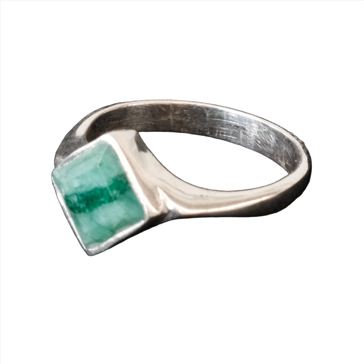 Emerald Sterling Silver Ring Size 8