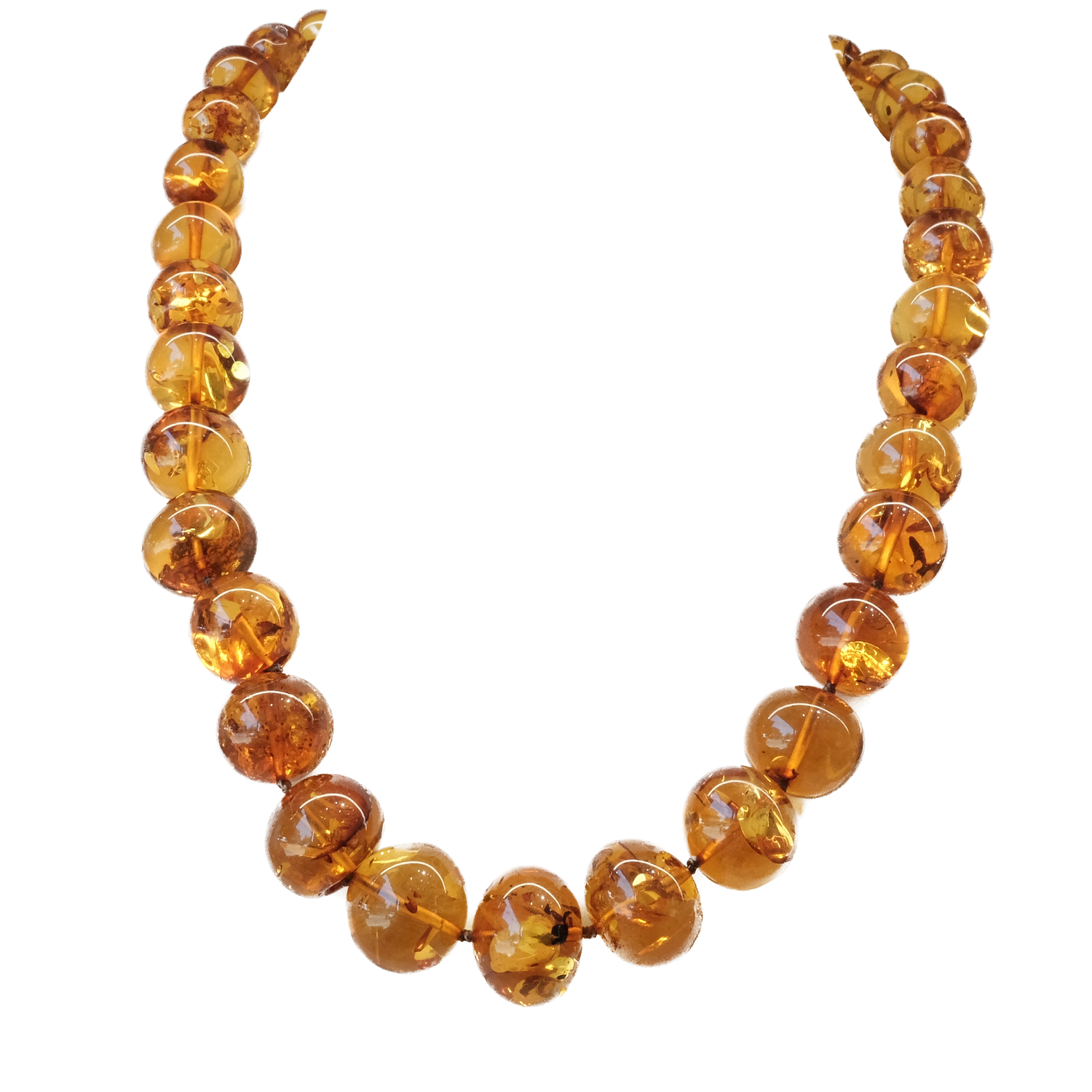 Amber Cognac Beads Necklace Adult Size 