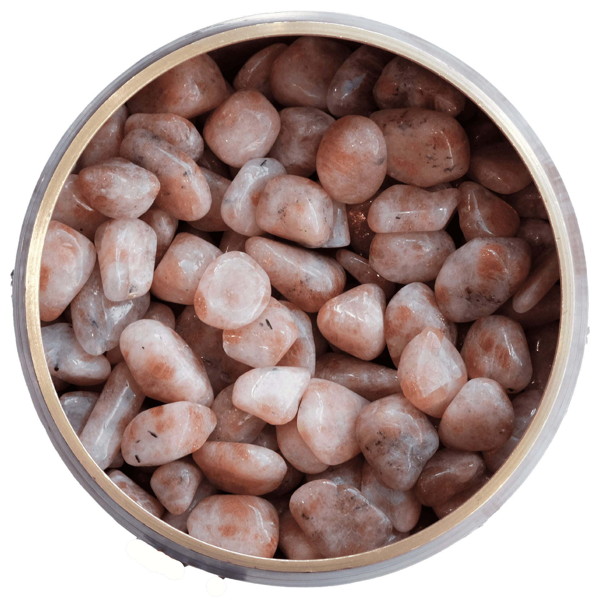 Tumbled Sunstone Gemstones 10-20mm in a Bowl, Promoting Good Fortune and Vitality