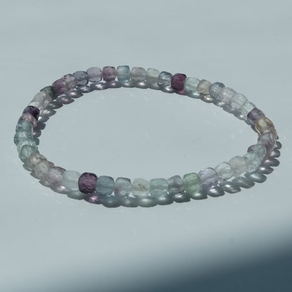 Fluorite Faceted Cube Bracelet - Clarity, Balance & Spiritual Insight