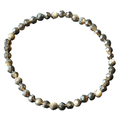 Golden Sheen Obsidian Faceted Bead Bracelet 4MM
