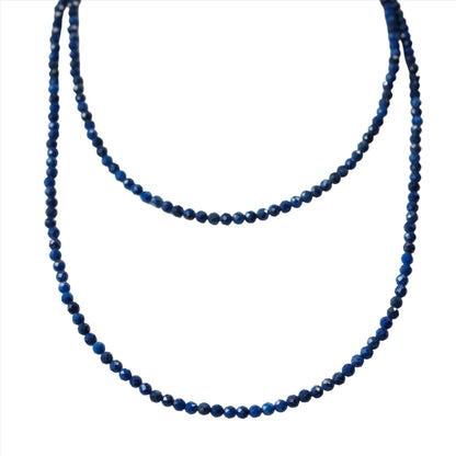 Lapis Lazuli Faceted 31" Necklace Multi Wrap Bracelet 3MM