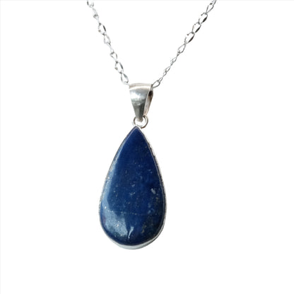 Lapis Lazuli Teardrop Sterling Silver Pendant Necklace