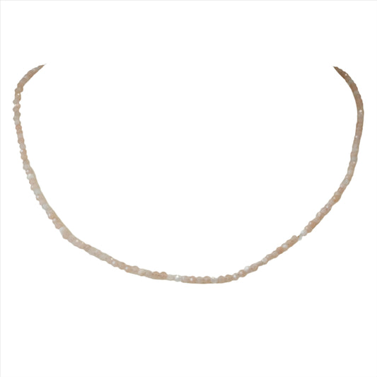 Peach Moonstone Faceted Necklace 2MM