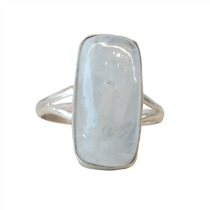 Moonstone Rectangle Sterling Silver Ring Size 8