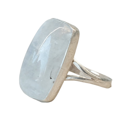 Moonstone Rectangle Sterling Silver Ring Size 8