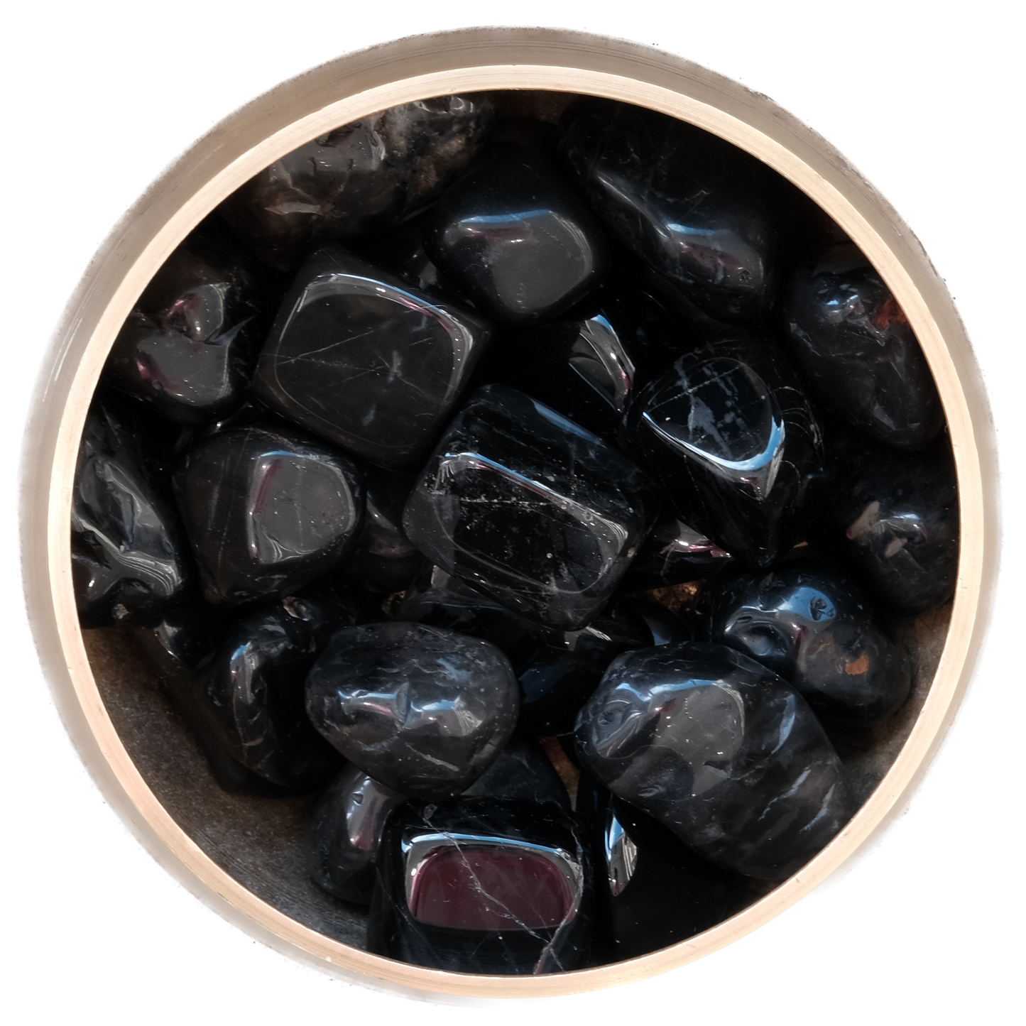 Black Onyx tumble stones 20-30MM for vigor, self-confidence, grief banishment, and wellness enhancement.