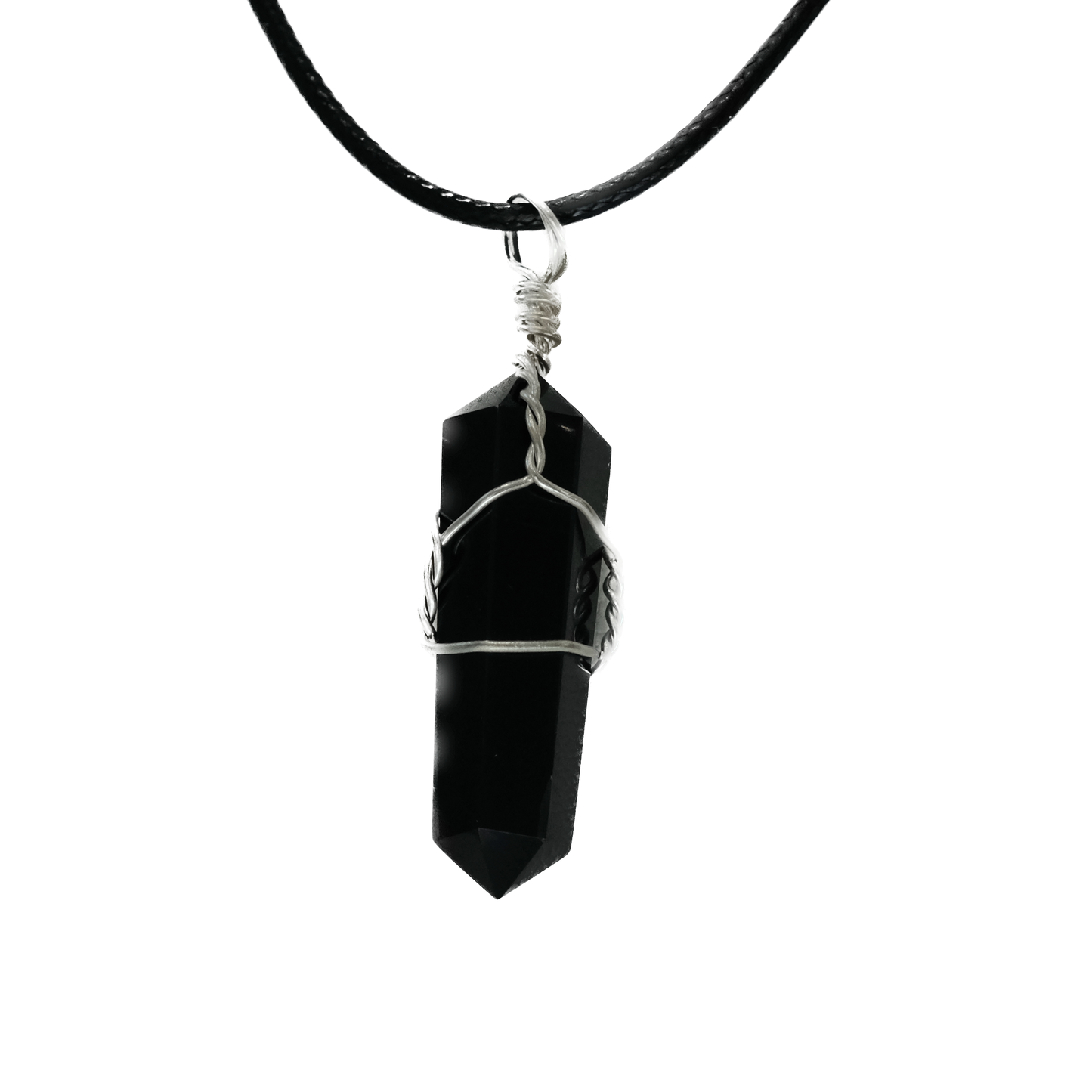 Black Onyx Double Terminated Pendant - Inner Strength & Emotional Groundings