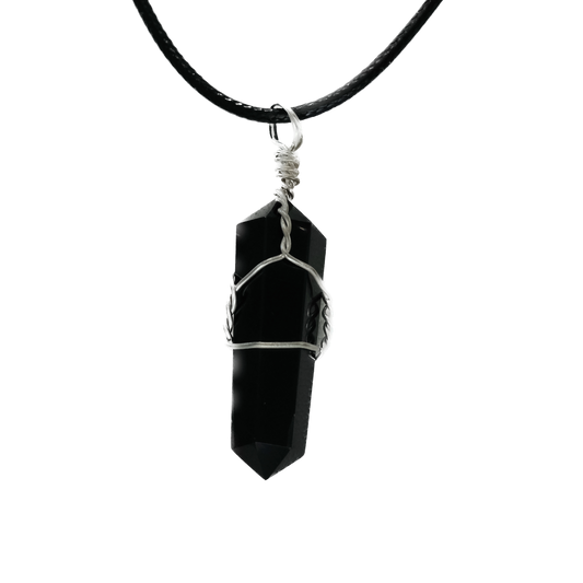 Black Onyx Double Terminated Pendant - Inner Strength & Emotional Groundings