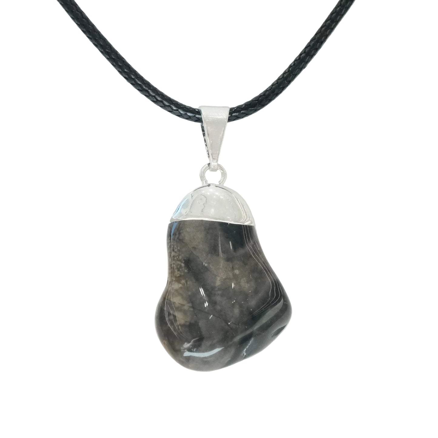 Black Onyx Tumbled Stone Pendant - Inner Strength & Emotional Groundings